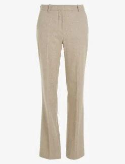 FLANNEL WOOL SLIM STRAIGHT PANTS - Raka byxor