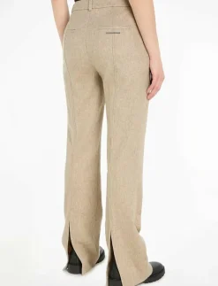 FLANNEL WOOL SLIM STRAIGHT PANTS - Raka byxor