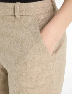 FLANNEL WOOL SLIM STRAIGHT PANTS - Raka byxor