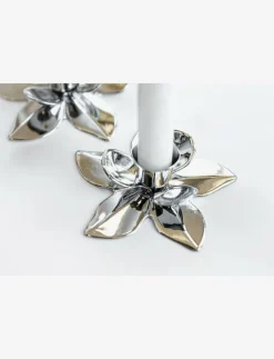 Flower Art Deco Candlestick - Chrome - Dekoration
