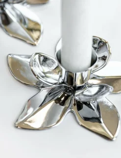 Flower Art Deco Candlestick - Chrome - Dekoration