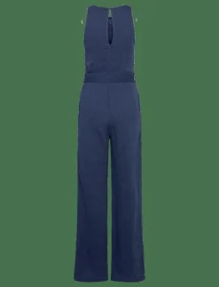 Flowy denim jumpsuit with belt - Jumpsuits