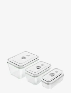 Fresh & Save, Vakuum box set S/M/L Grå Glas - Köksförvaring