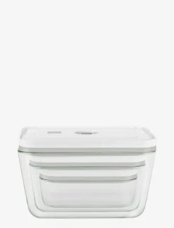 Fresh & Save, Vakuum box set S/M/L Grå Glas - Köksförvaring