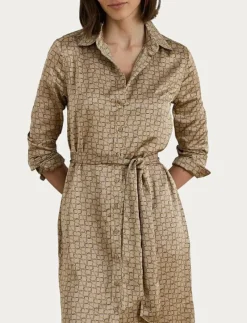 Geo-Print Satin Charmeuse Shirtdress - Midiklänningar
