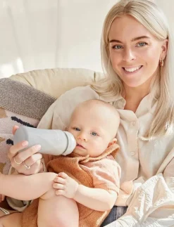 Glass Baby Bottle Healthy + Quiet Grey 240ml - Nappflaskor