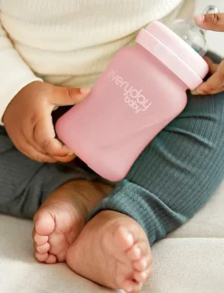 Glass Baby Bottle Healthy + Rose Pink 150ml - Nappflaskor