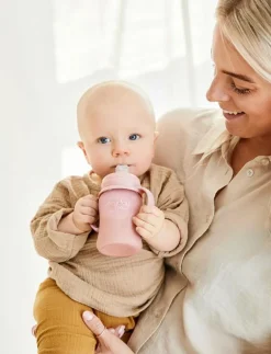 Glass Sippy Cup Healthy + Rose Pink - Nappflaskor