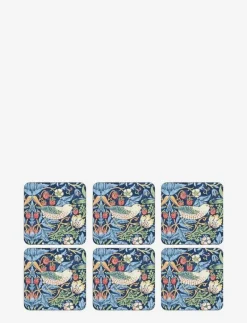 Glasunderlägg Strawberry Thief Blue 6-p - Serveringstillbehör