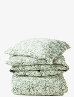 Green Floral Printed Cotton Sateen Bed Set - Påslakanset