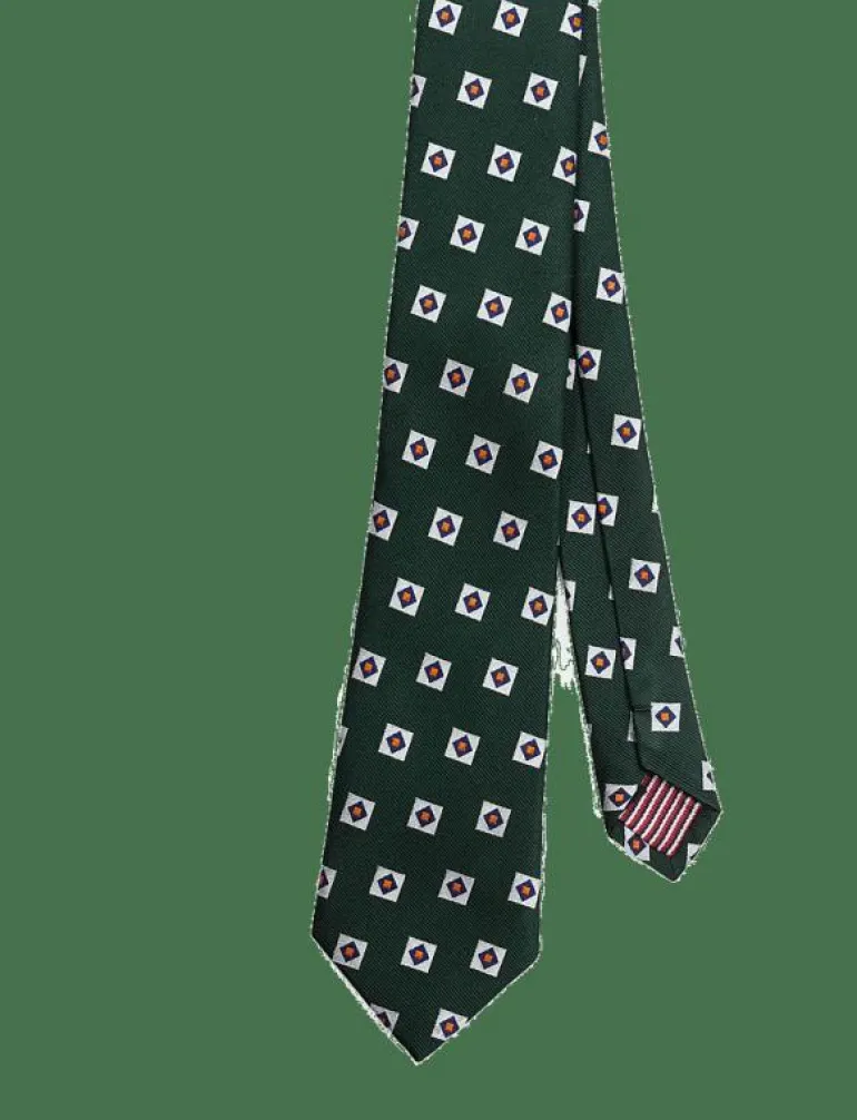 Green Triple Square Silk Tie - Slipsar