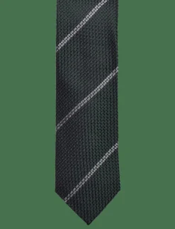 Green White Striped Grenadine Tie - Slipsar