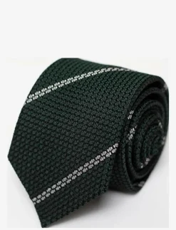 Green White Striped Grenadine Tie - Slipsar