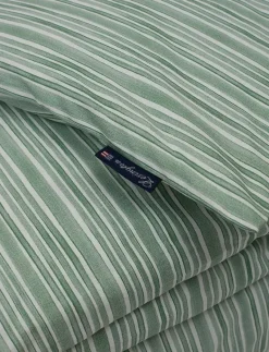 Green/White Striped Cotton Poplin Bed Set - Påslakanset