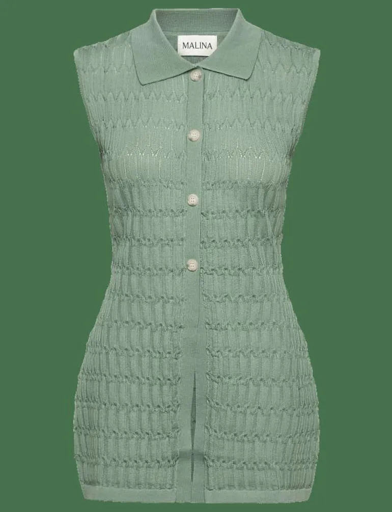 Hele Long Structure Knitted Vest - Stickade västar