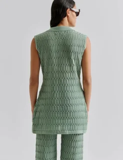 Hele Long Structure Knitted Vest - Stickade västar
