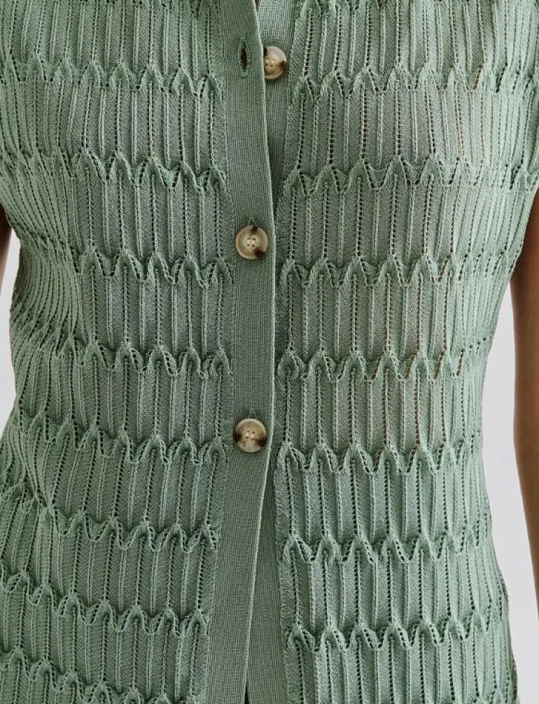 Hele Long Structure Knitted Vest - Stickade västar