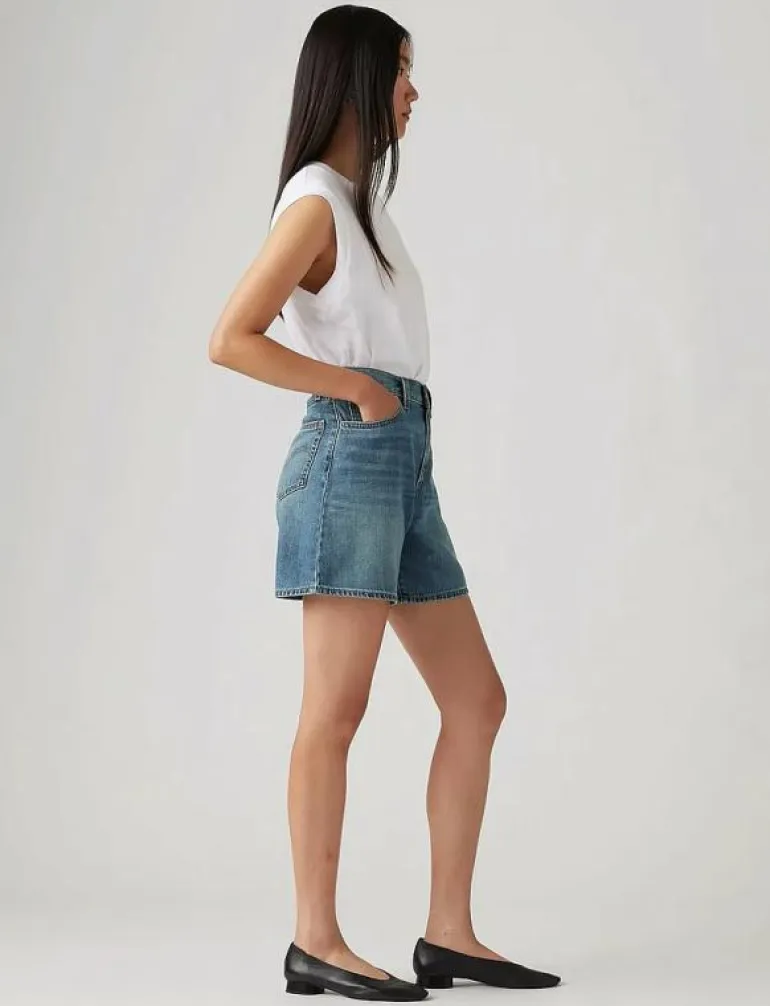 HIGH BAGGY SHORT STOP FLAXING - Jeansshorts