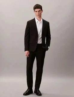 ITALIAN WOOL BLEND SLIM TROUSER - Kostymbyxor