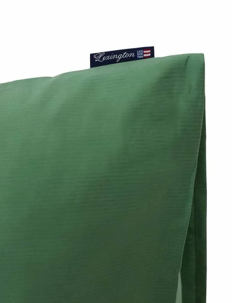 Ivy Green Striped Cotton Poplin Pillowcase - Örngott