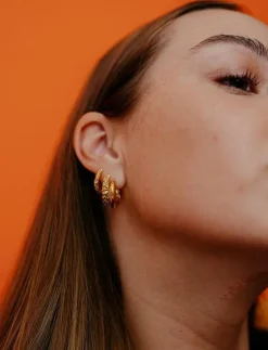 IX Crunchy Edge Earrings - Hoops