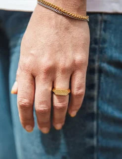 IX Mini Brushed Hexagon Ring - Ringar