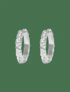 IX Mini Crunchy Edge Earring Silver - Hoops