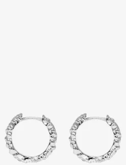 IX Mini Crunchy Edge Earring Silver - Hoops