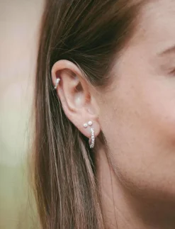 IX Mini Crunchy Edge Earring Silver - Hoops
