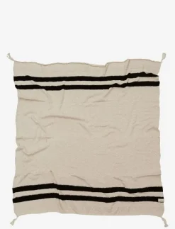 Knitted blanket Stripes Natural-Black - Filtar & täcken