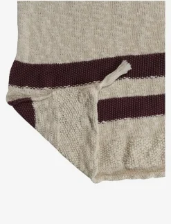 Knitted blanket Stripes Natural-Burgundy - Filtar & täcken