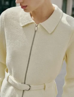 Knitted jacket with belt and buckle - Ulljackor