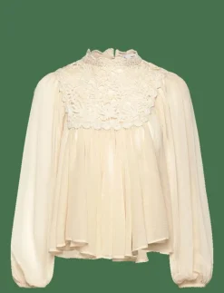 Lace combination blouse - Långärmade blusar