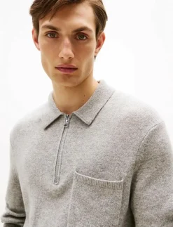 LAMBSWOOL ZIP POLO - Långärmade pikéer