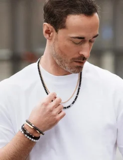 Leather/Beads Combo Bracelet - Armband
