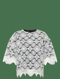 LEJSE BLOUSE WHITE EMBROIDERY - Kortärmade blusar