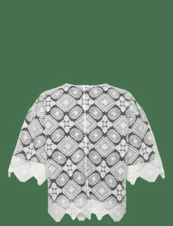 LEJSE BLOUSE WHITE EMBROIDERY - Kortärmade blusar