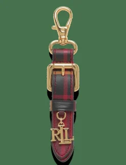 Logo Charm Plaid Nappa Leather Key Fob - Nyckelringar
