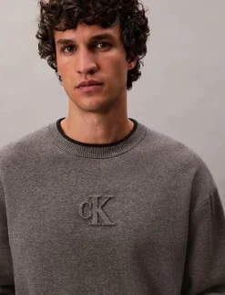 LS EMBOSSED LOGO CREWNK SWEATER - Rundhalsad