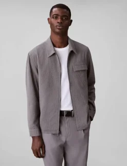 LS SEERSUCKER SHIRT JACKET - Jackor & rockar