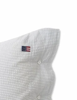 Lt Gray/White Striped Cotton Seersucker Pillowcase - Örngott