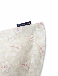 LtBeige/Pink Flower Print Cotton Sateen Pillowcase - Örngott