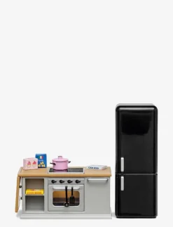 LUNDBY SPIS+KYLSKÅPSSET GRÅ - Tillbehör till dockhus
