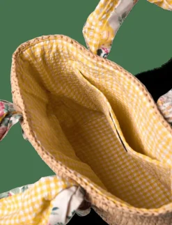 Madras-Trim Raffia Bag - Axelremsväska