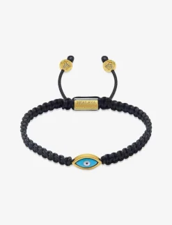 Men's Black String Bracelet with Gold Evil Eye - Armband
