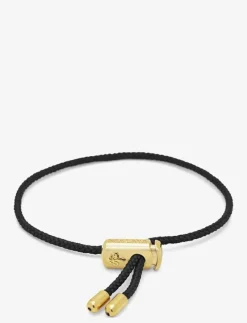 Men's Black String Bracelet with Adjustable Gold Lock - Armband