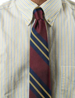 Miles Burgundy Striped Silk Tie - Slipsar