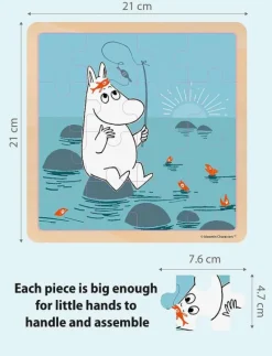 Moomin - Wooden Square Puzzle - Fishing - Träpussel
