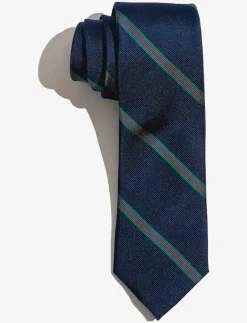 Navy Green Red Thin Stripes - Slipsar