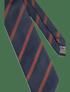 Navy Herringbone Silk Tie - Slipsar